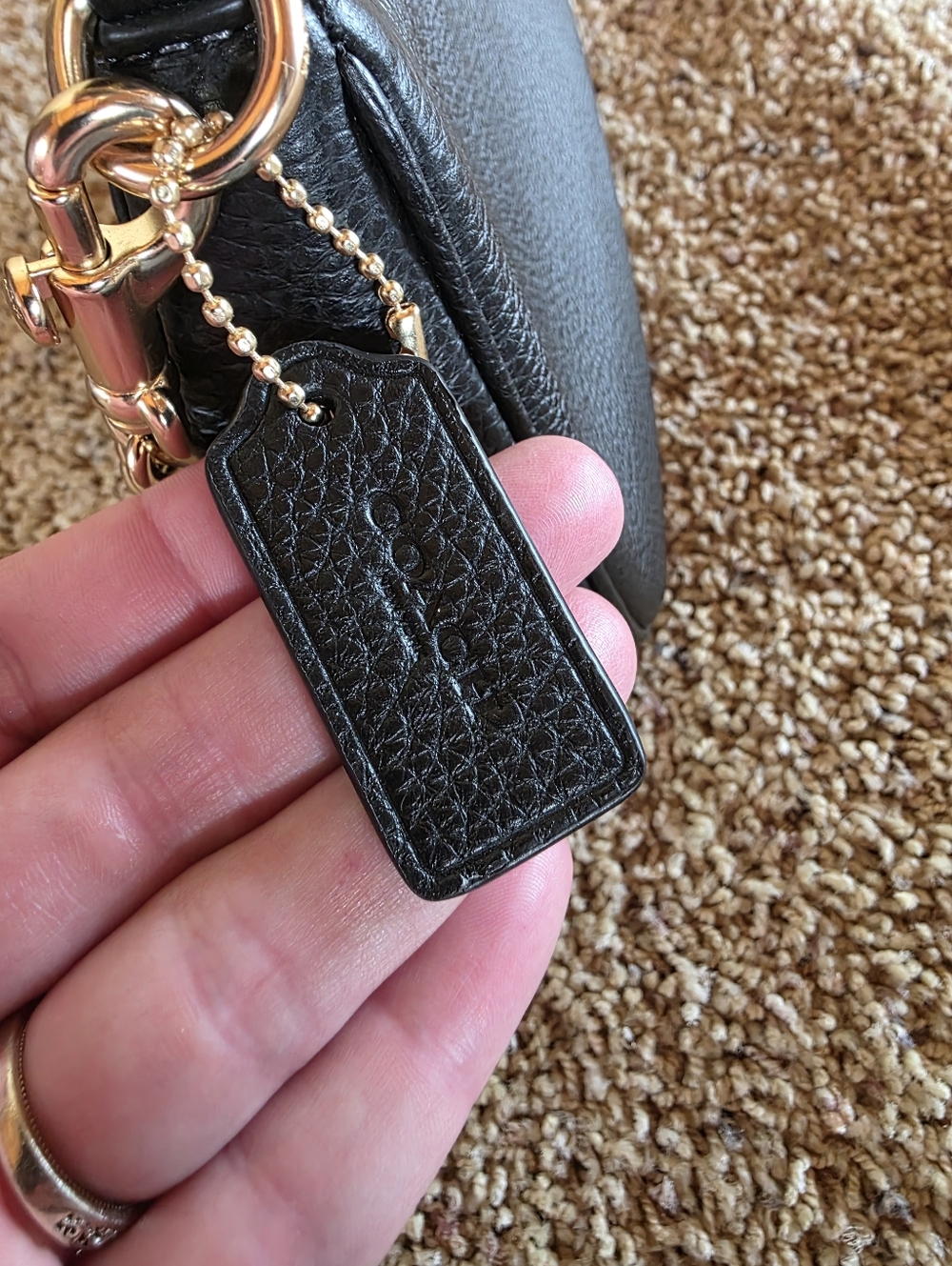 COACH Teri Mini Black Leather Chain-Accent Shoulder Bag NWT - Picture 10 of 14
